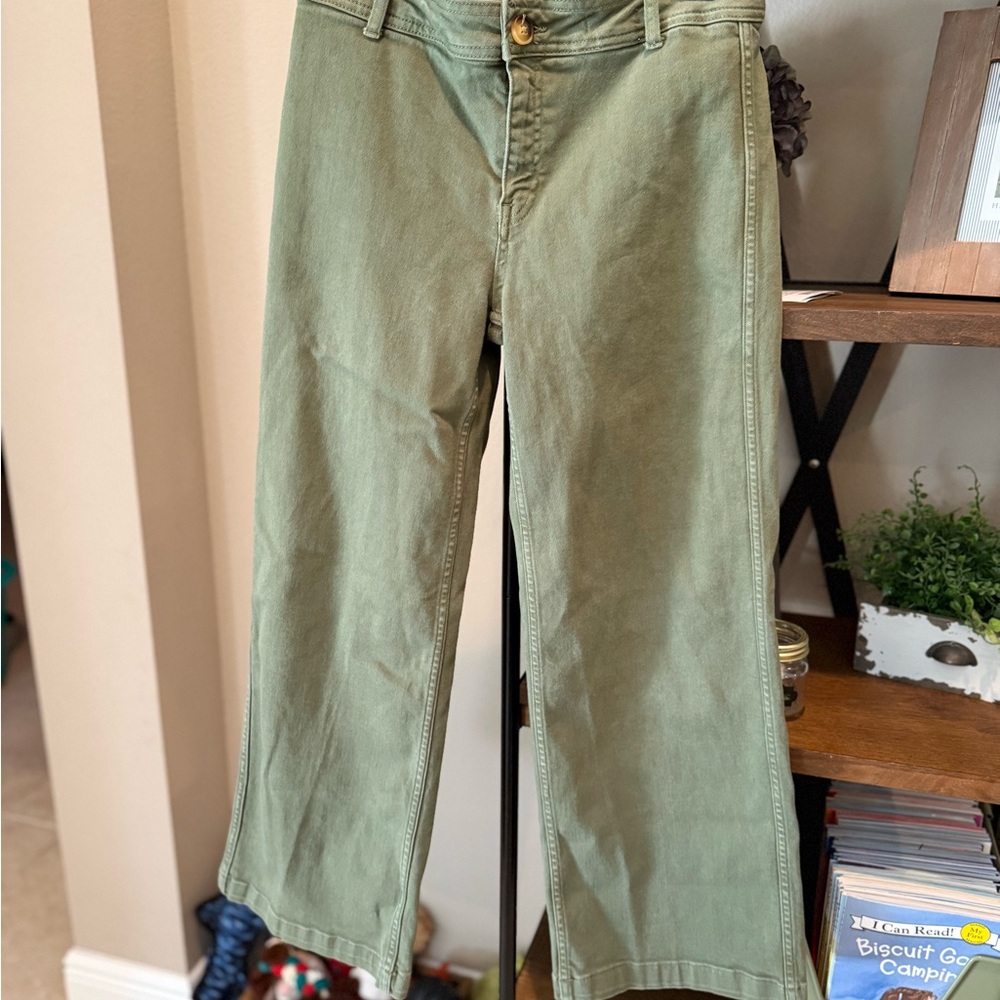 Vineyard Vines Olive Wide Leg Ankle Trousers